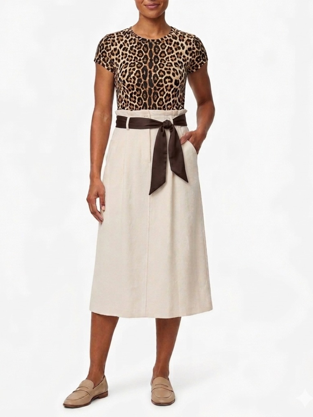 NWT Ottod’Ame Pleated Paperbag Midi Skirt Cream Ivory Sz 8